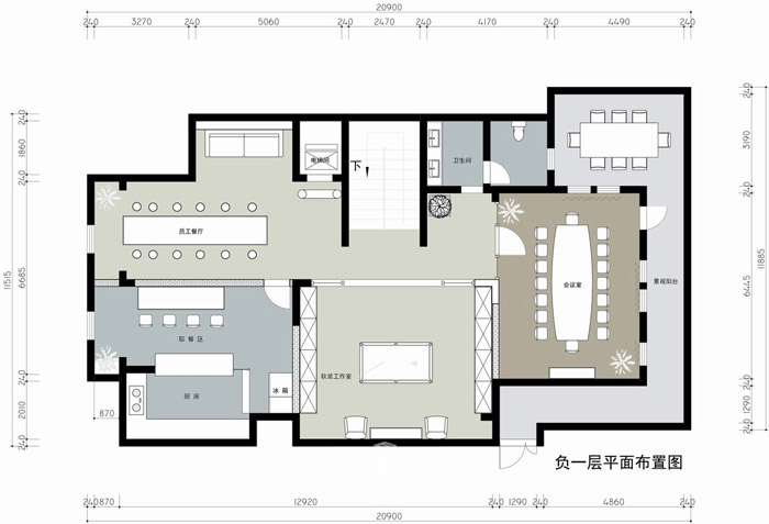 別墅辦公室負(fù)一層平面圖