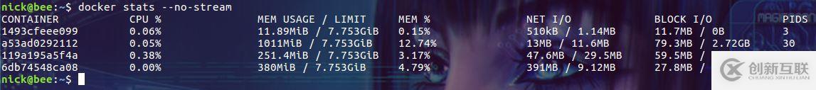 查看docker容器使用資源的方法