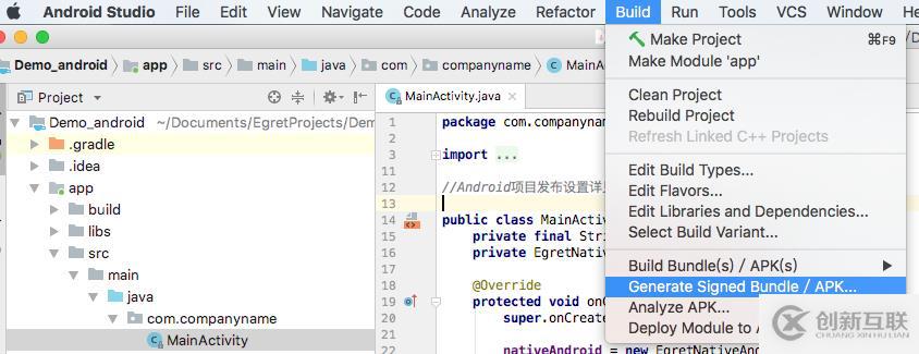 egret 發(fā)布android原生項(xiàng)目（一）打包apk