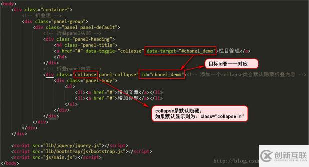 Bootstrap筆記—折疊實例代碼