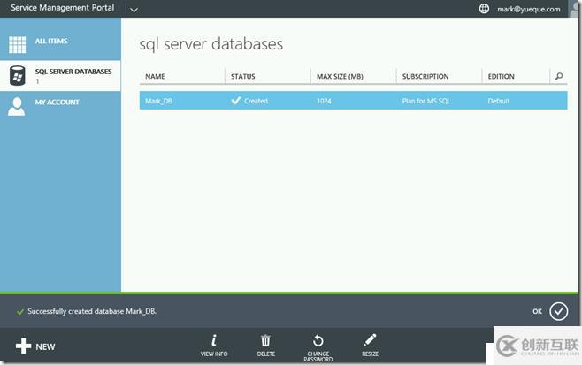 Windows Azure Pack與VMware VRA 對(duì)比(六)Azure Pack MSSQL PaaS功能測(cè)試