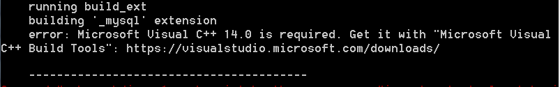 解決安裝mysqlclient的時候出現(xiàn)Microsoft Visual C++ 14.0 is required報錯
