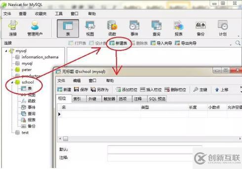 navicat新建表的方法