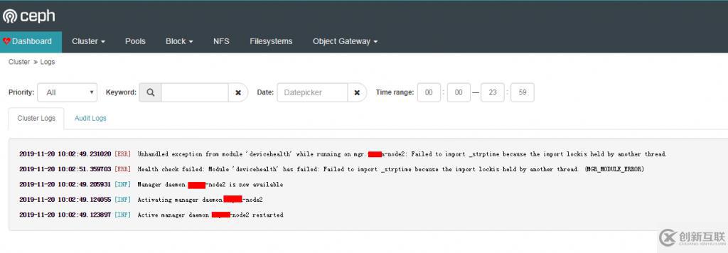 Ceph mgr devicehealth模塊加載報錯