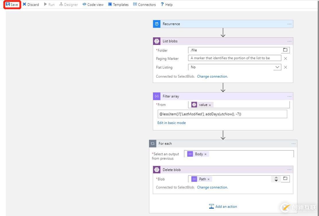 使用Logic Apps從Azure Blob存儲(chǔ)中刪除超過X天的文件